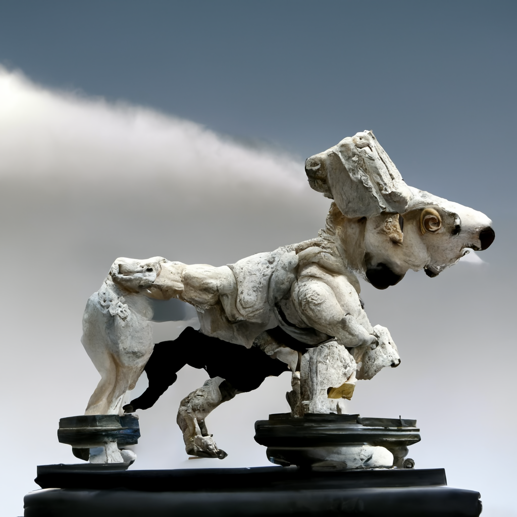 fd4c9ad0-f65b-42bf-ba46-813123313868_distortionWave_an_antique_marble_robotic_dog_statue_in_classic_Greek_gods_style_on_the_top_of_Olympus_with_a_defens